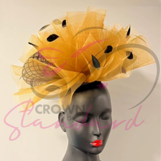 Gold and Black Feathered Fascinator