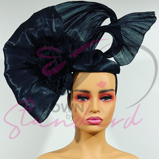 Black Abaca Silk Sculptured Hat