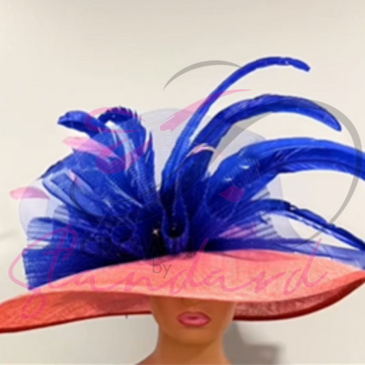 Coral and Blue Hat